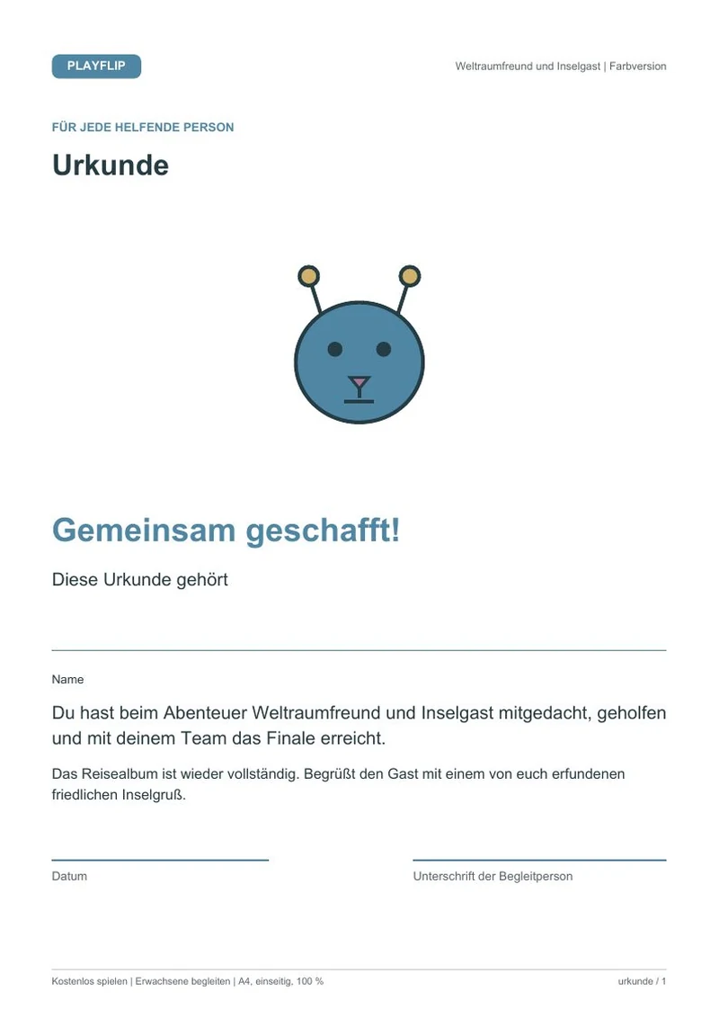 Originale Urkunde aus Das Album des Sternengasts