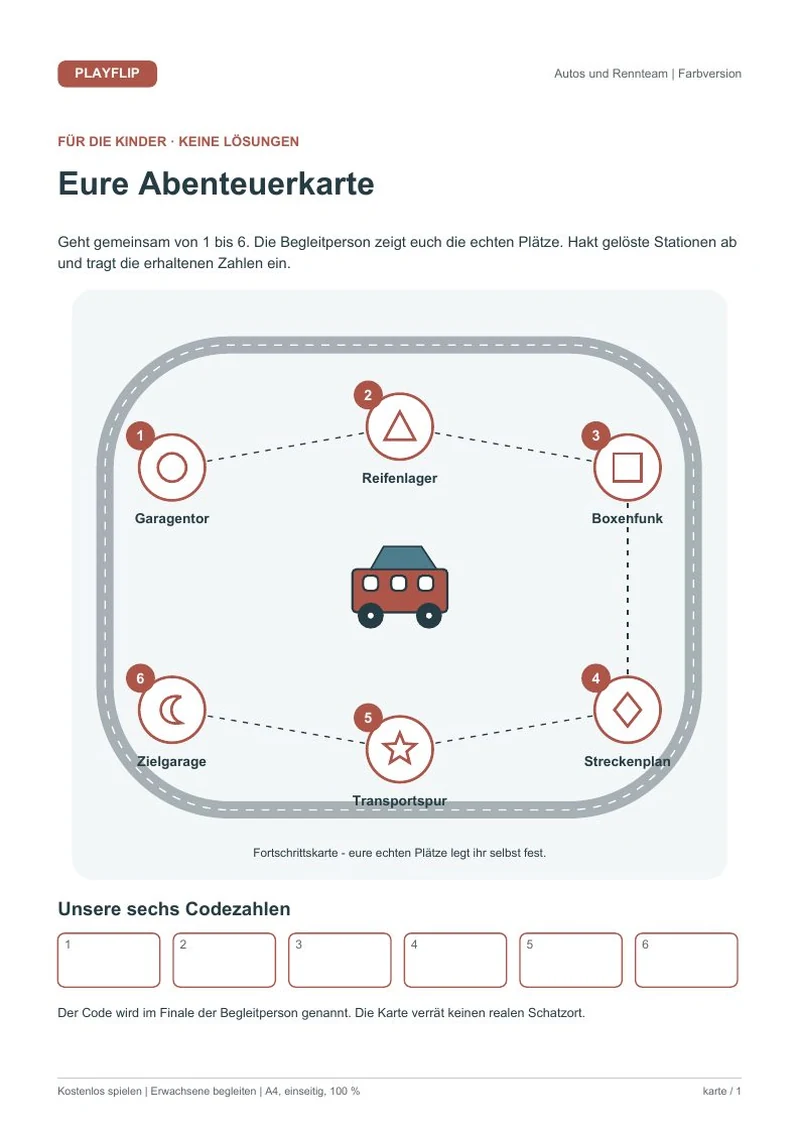 Originale Kinderkarte aus Startfreigabe fürs Freundschaftsrennen