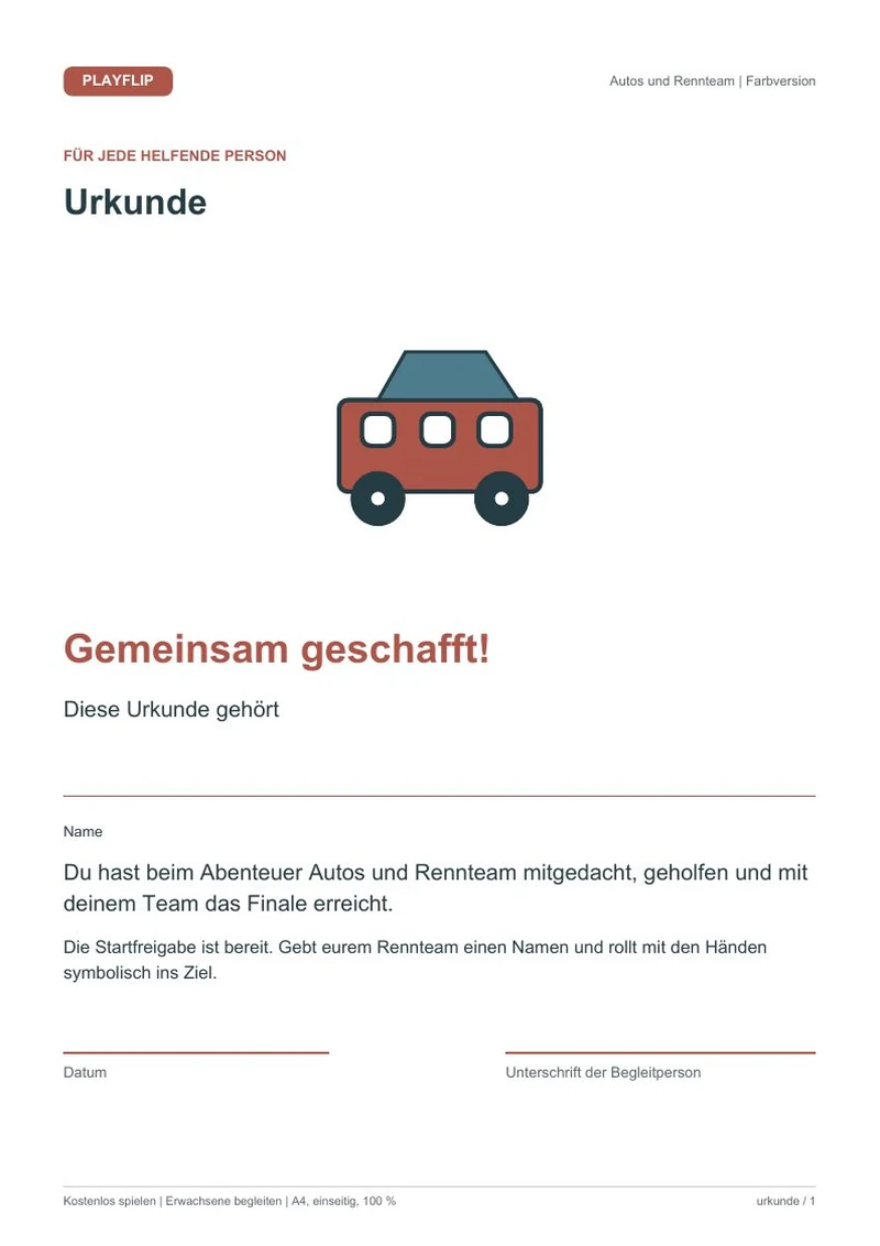 Originale Urkunde aus Startfreigabe fürs Freundschaftsrennen