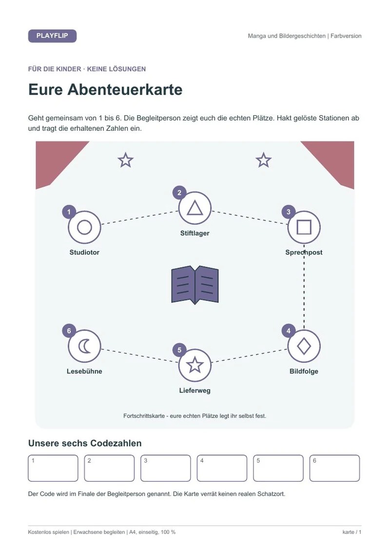 Originale Kinderkarte aus Die verschwundene letzte Seite