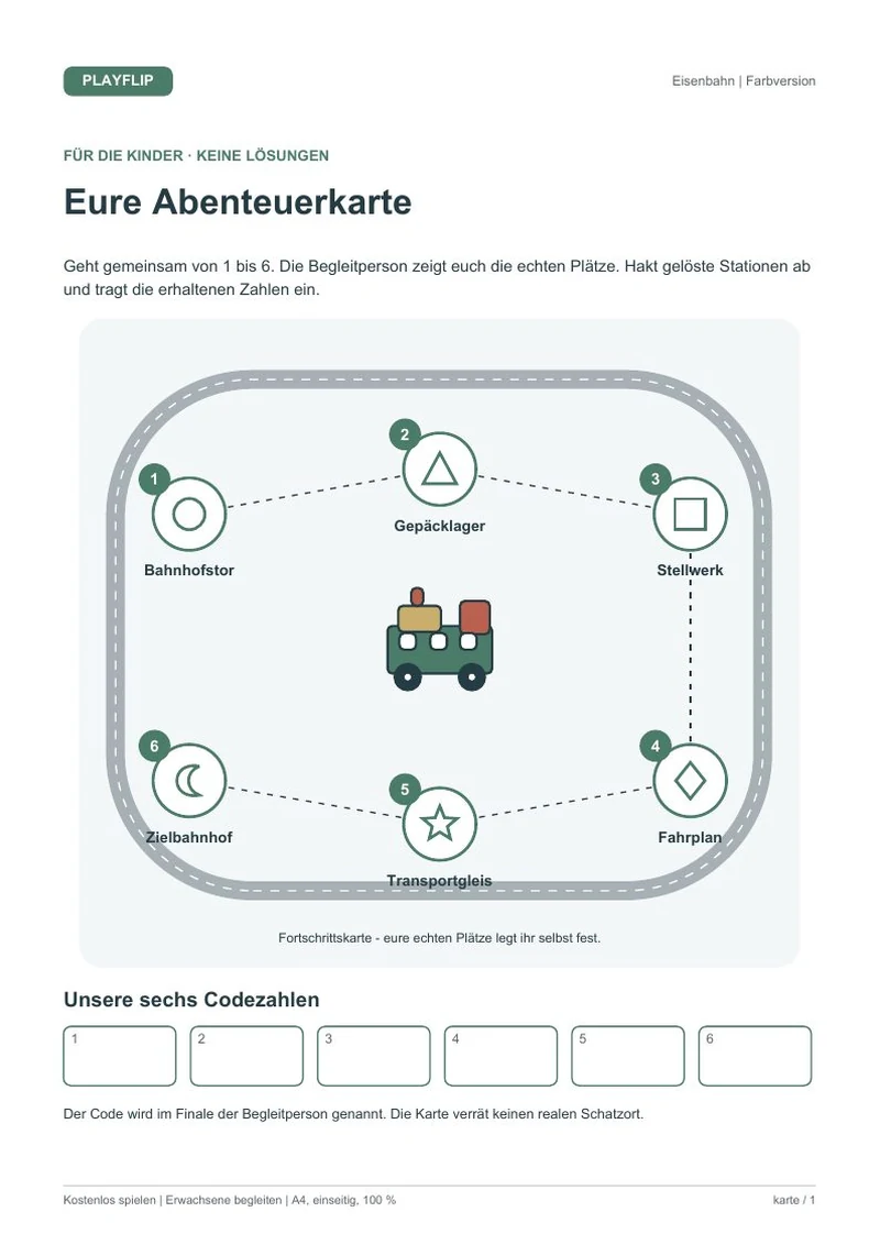 Originale Kinderkarte aus Der Zug von Wiesenwinkel