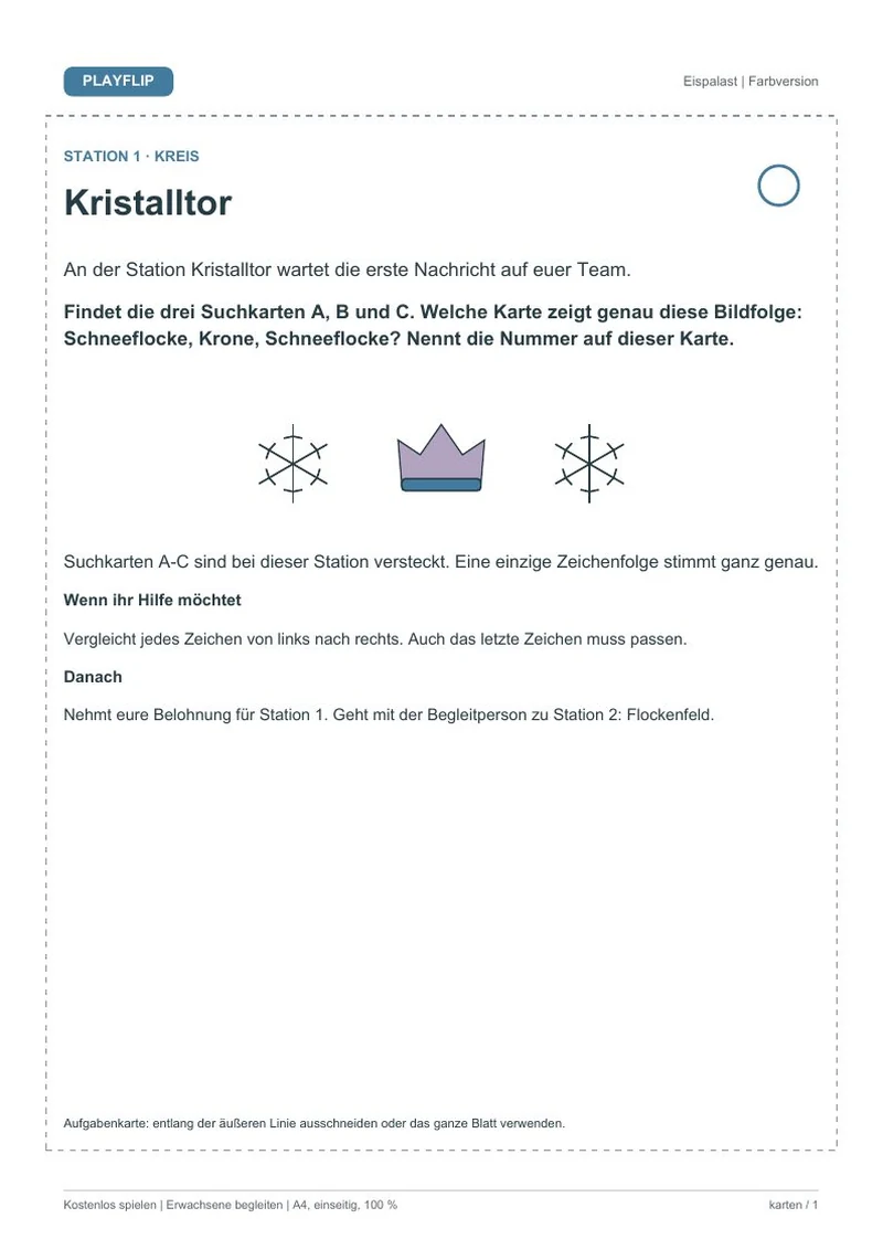 Originale erste Aufgabenkarte aus Nivas Lichterfest