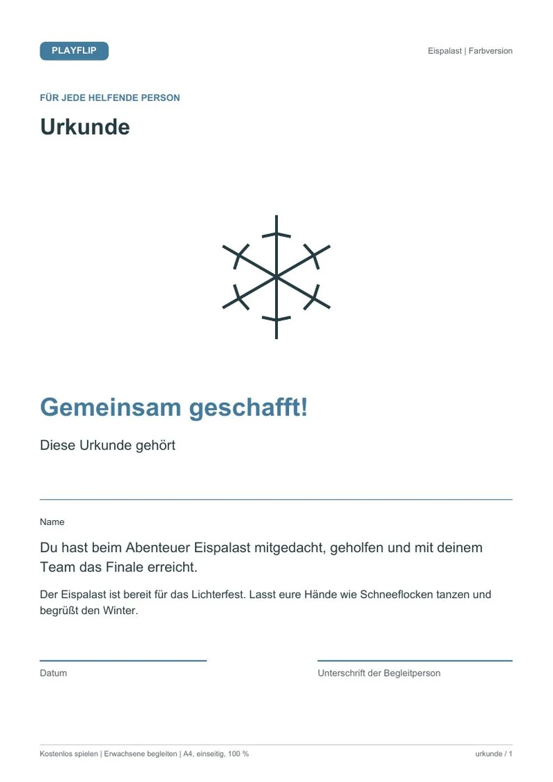 Originale Urkunde aus Nivas Lichterfest