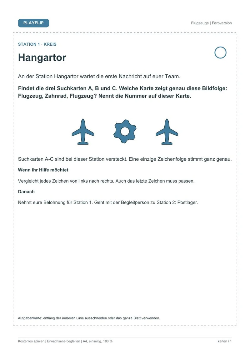 Originale erste Aufgabenkarte aus Postflug nach Papierland