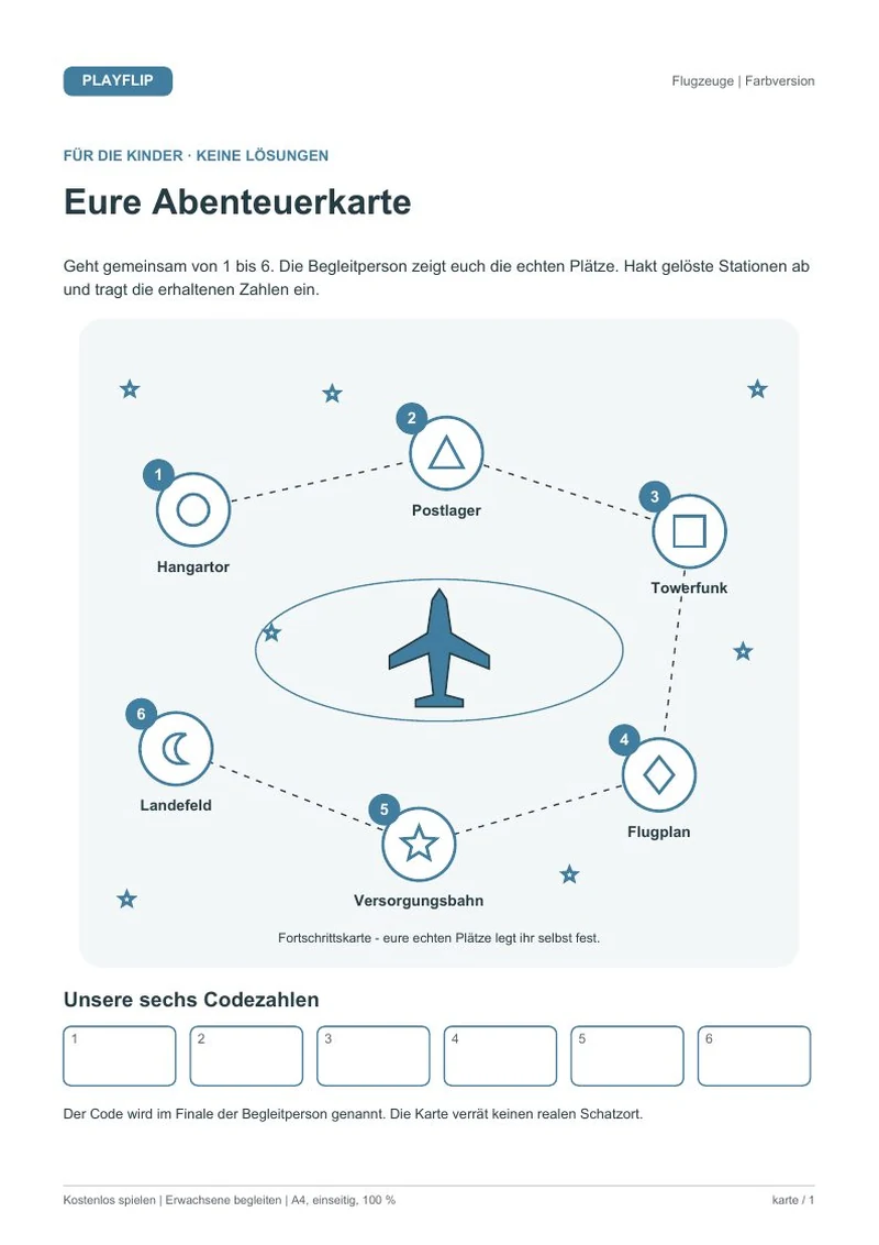 Originale Kinderkarte aus Postflug nach Papierland