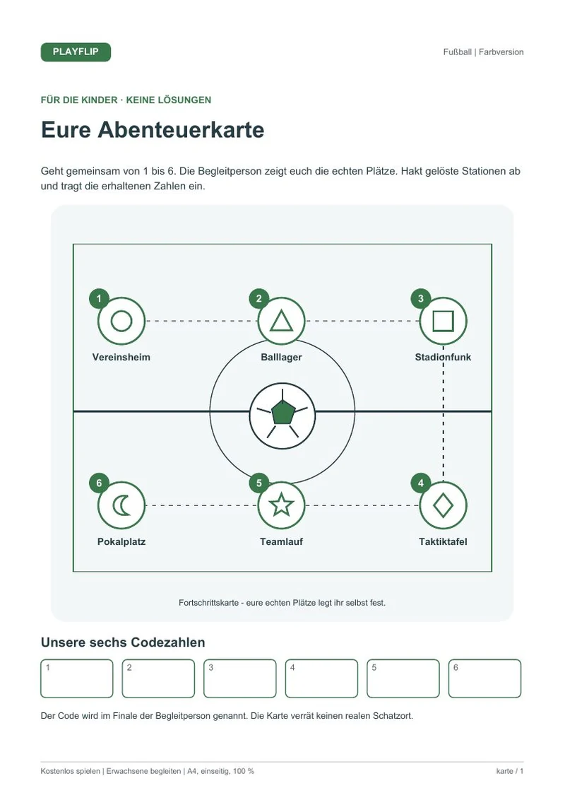 Originale Kinderkarte aus Der Freundschaftspokal