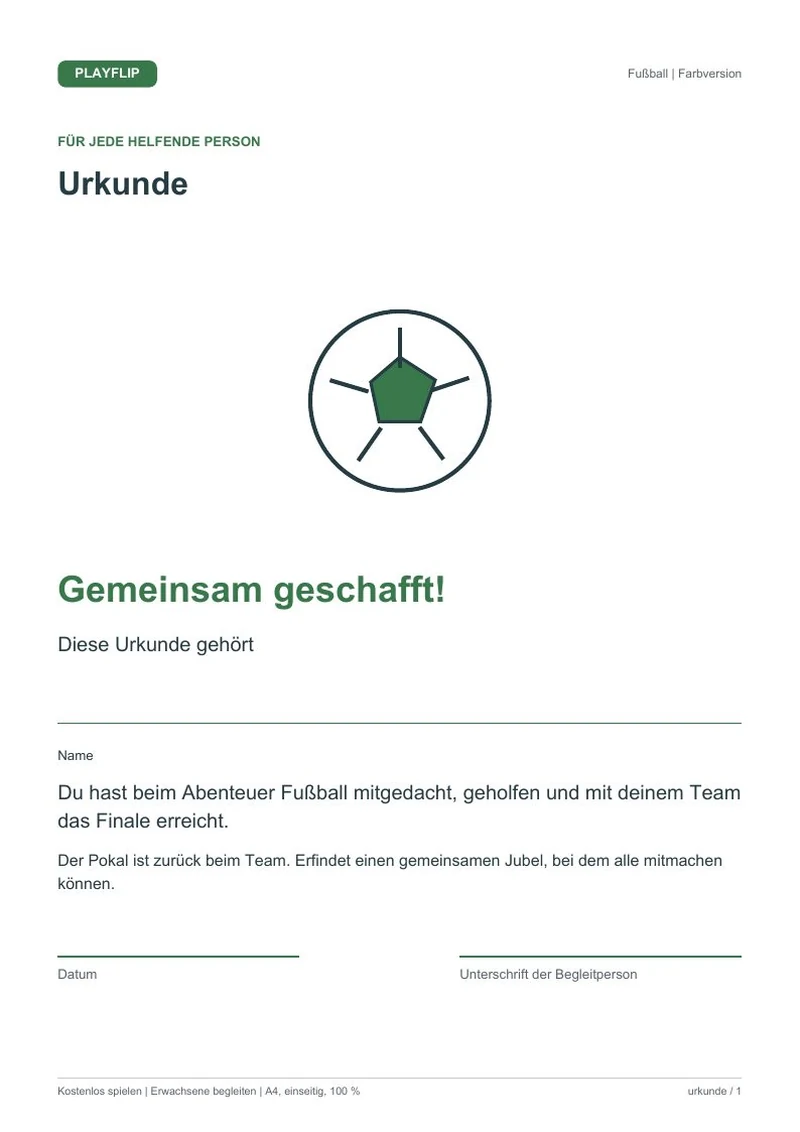 Originale Urkunde aus Der Freundschaftspokal