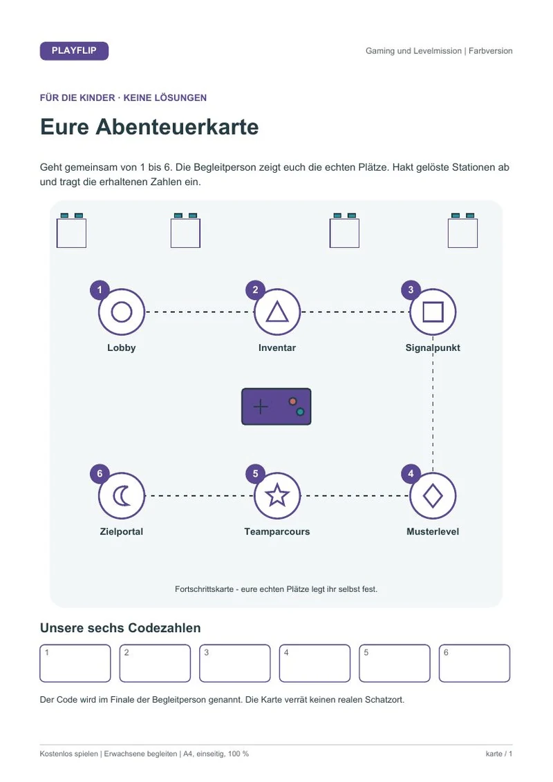 Originale Kinderkarte aus Neustart auf Levelinsel