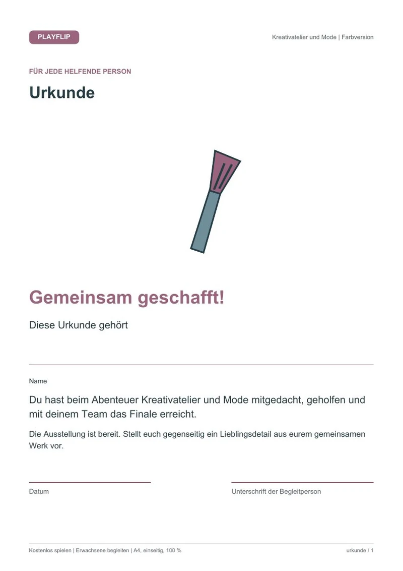 Originale Urkunde aus Ausstellung im Papierglanz