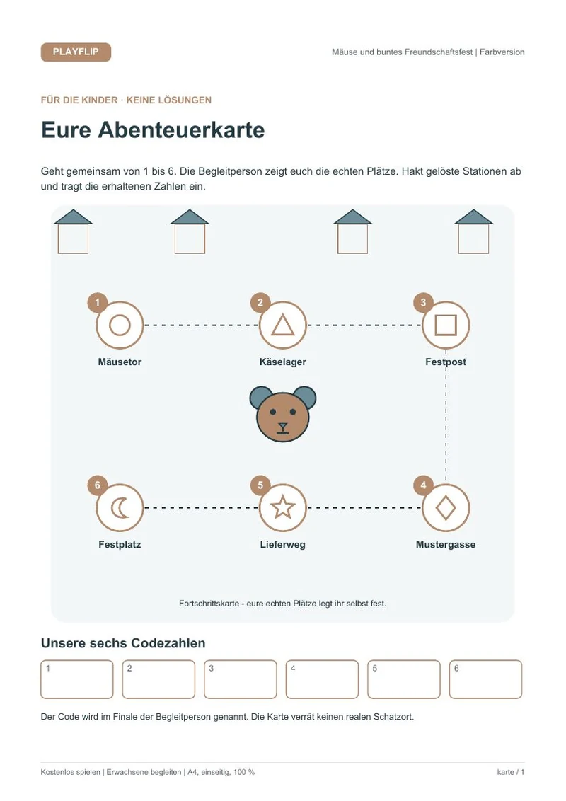 Originale Kinderkarte aus Das Fest im Mäuseviertel