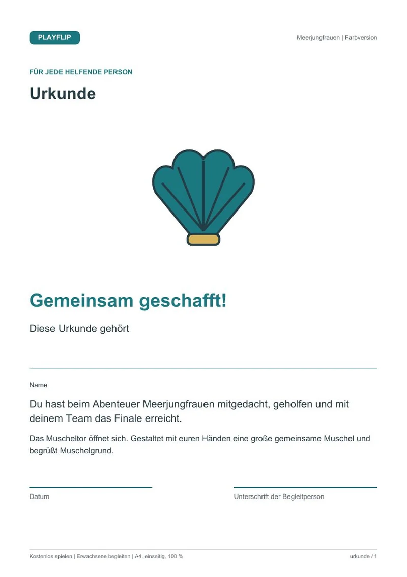 Originale Urkunde aus Das Tor von Muschelgrund