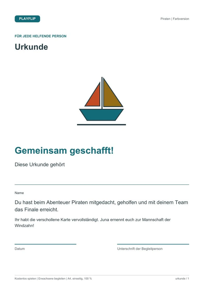 Originale Urkunde aus Die Karte der Windzahn