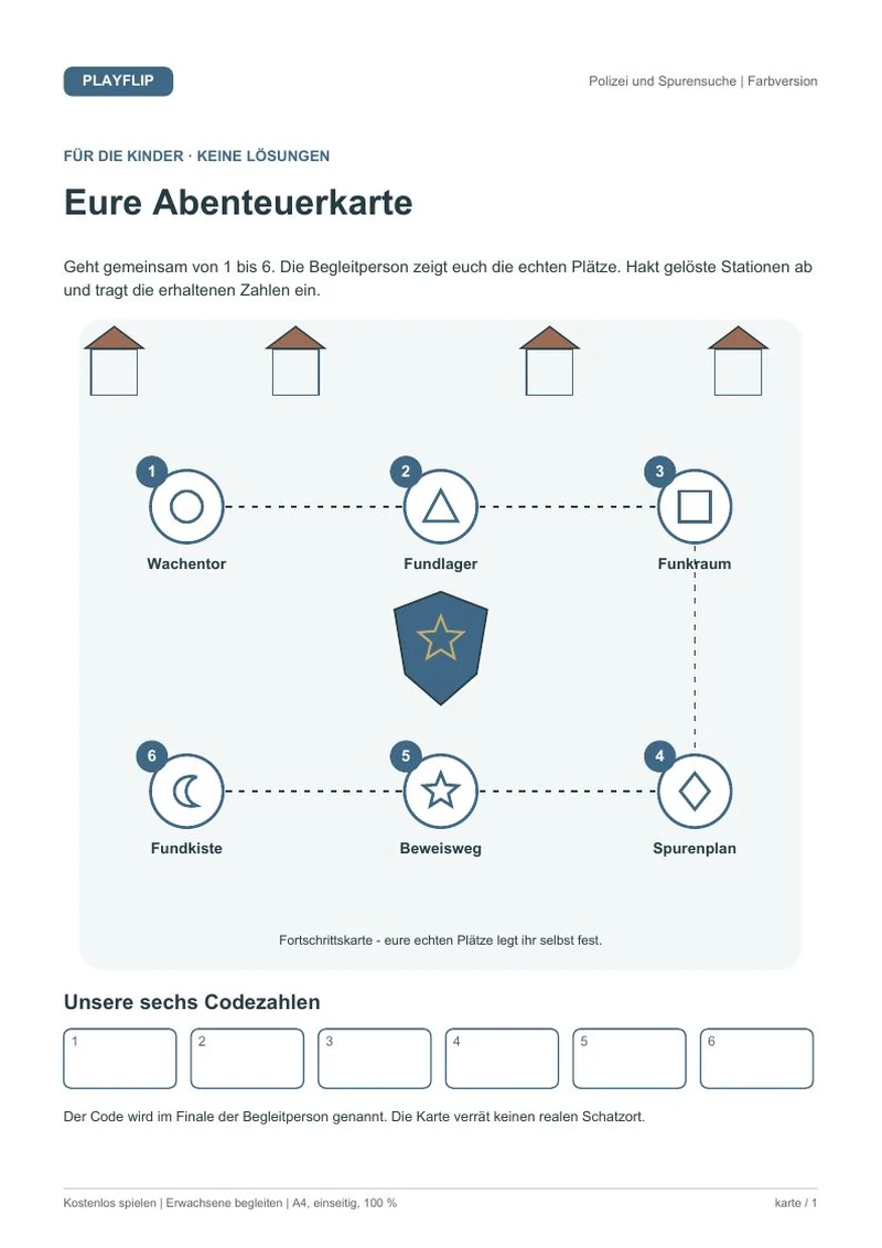 Originale Kinderkarte aus Der Wegweiser zur Fundkiste