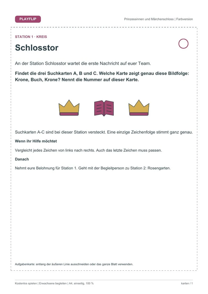 Originale erste Aufgabenkarte aus Einladung nach Morgenrot