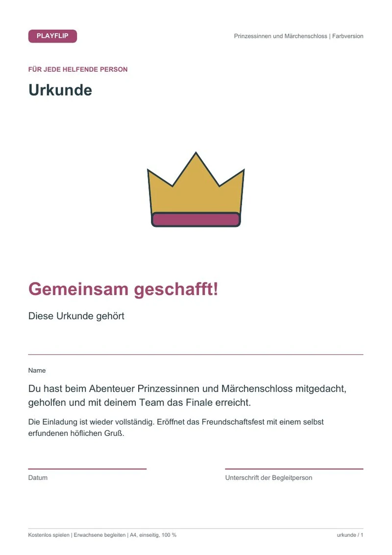 Originale Urkunde aus Einladung nach Morgenrot