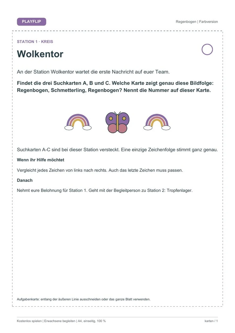 Originale erste Aufgabenkarte aus Der Plan fürs Himmelsfest