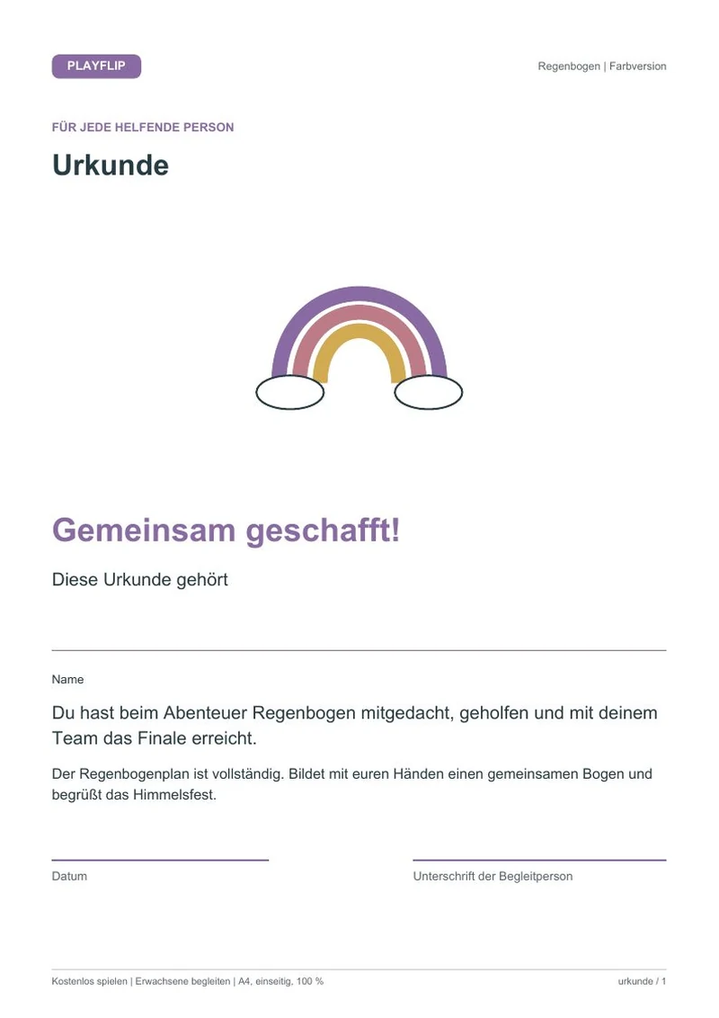 Originale Urkunde aus Der Plan fürs Himmelsfest