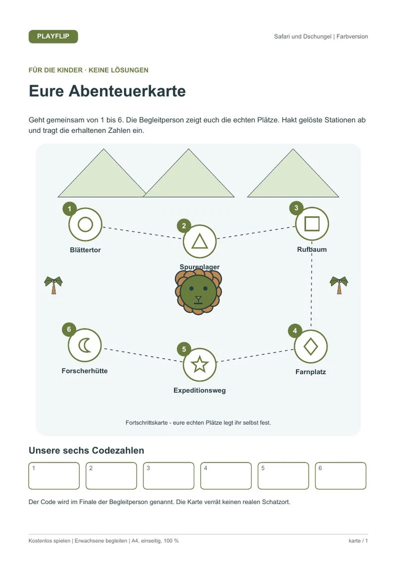 Originale Kinderkarte aus Spuren im Farnental
