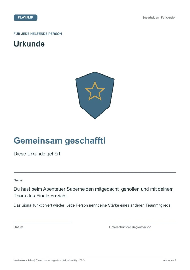 Originale Urkunde aus Das Signal der Freundlichkeitsstadt