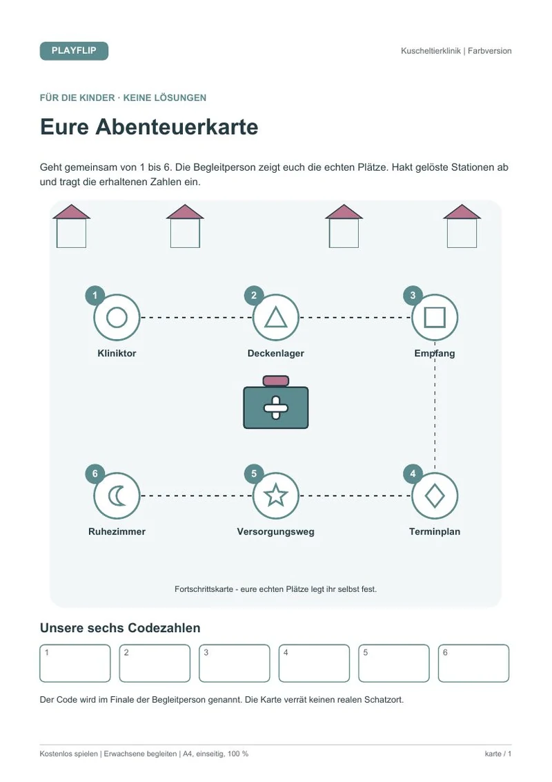 Originale Kinderkarte aus Wohlfühltag für Kuscheltiere