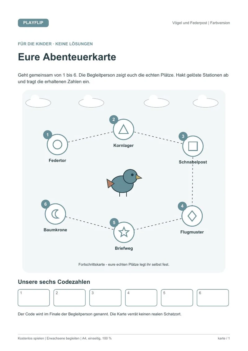 Originale Kinderkarte aus Der Brief der Federpost