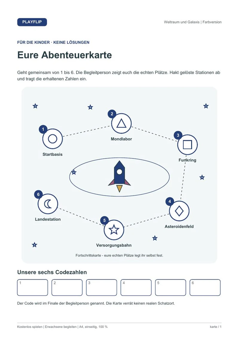 Originale Kinderkarte aus Mission Nova