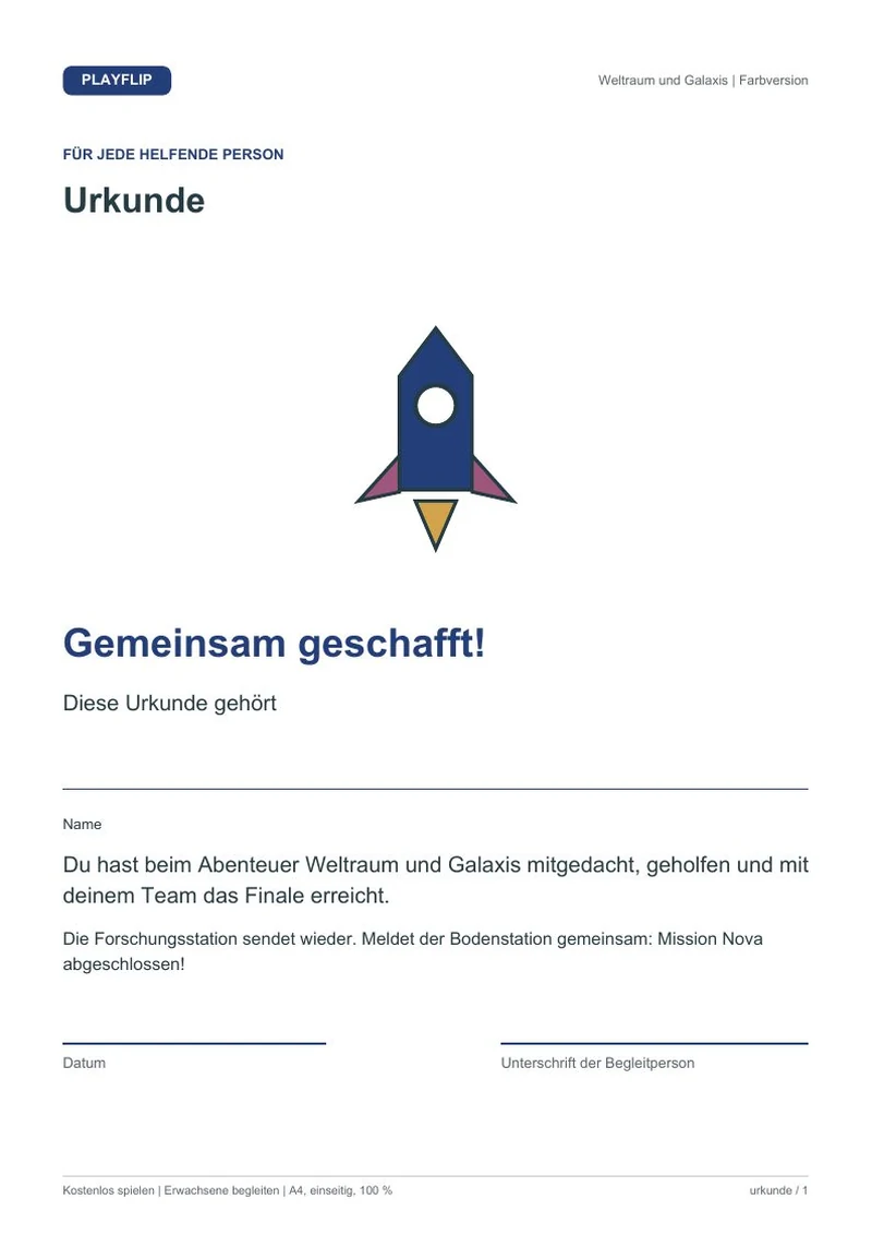 Originale Urkunde aus Mission Nova