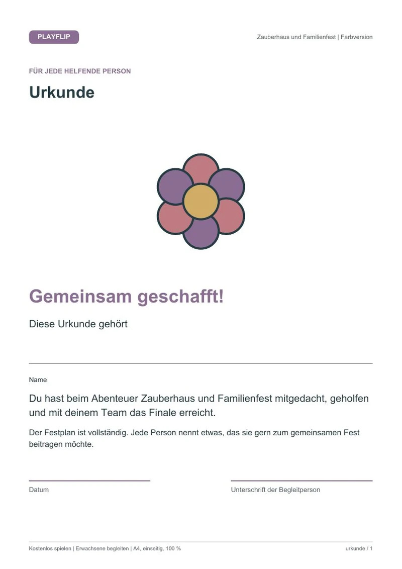 Originale Urkunde aus Erinnerungen aus Blütenwind