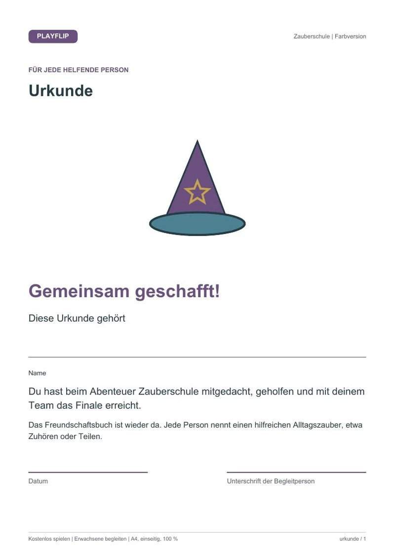Originale Urkunde aus Das Buch vom Abendstern