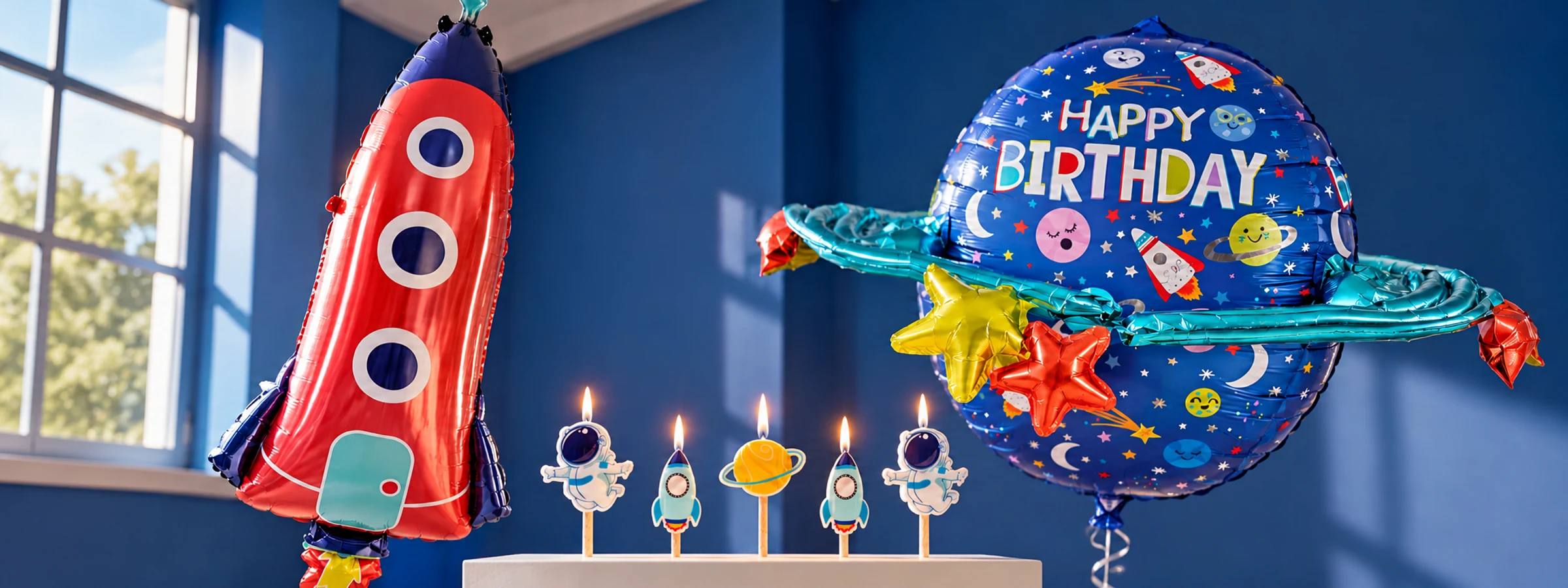 Weltraum – Raketenballons und Minikerzen bei Playflip